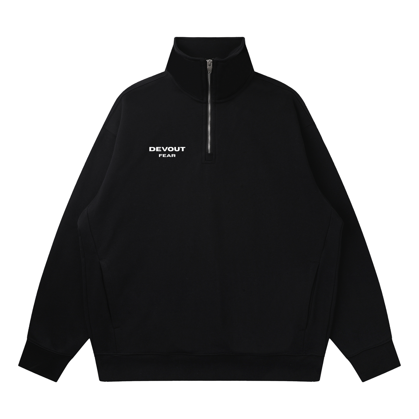 (DEVOUT FEAR) Quarter-Zip Drop Shoulder Sweatshirt